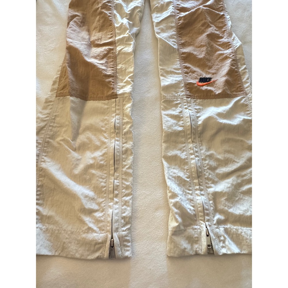 Nike Sportswear Woven High Rise Colorblock Pants Sail Tan Orange Zipper Cuffs - Picture 7 of 10